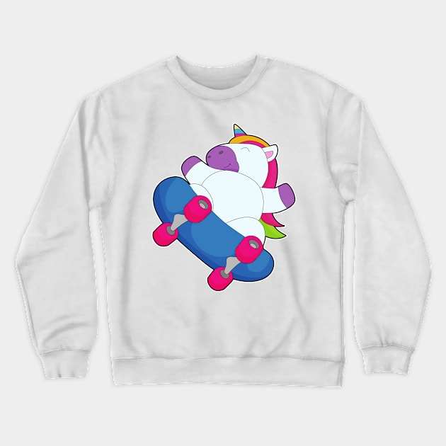 Unicorn Skater Skateboard Crewneck Sweatshirt by Markus Schnabel